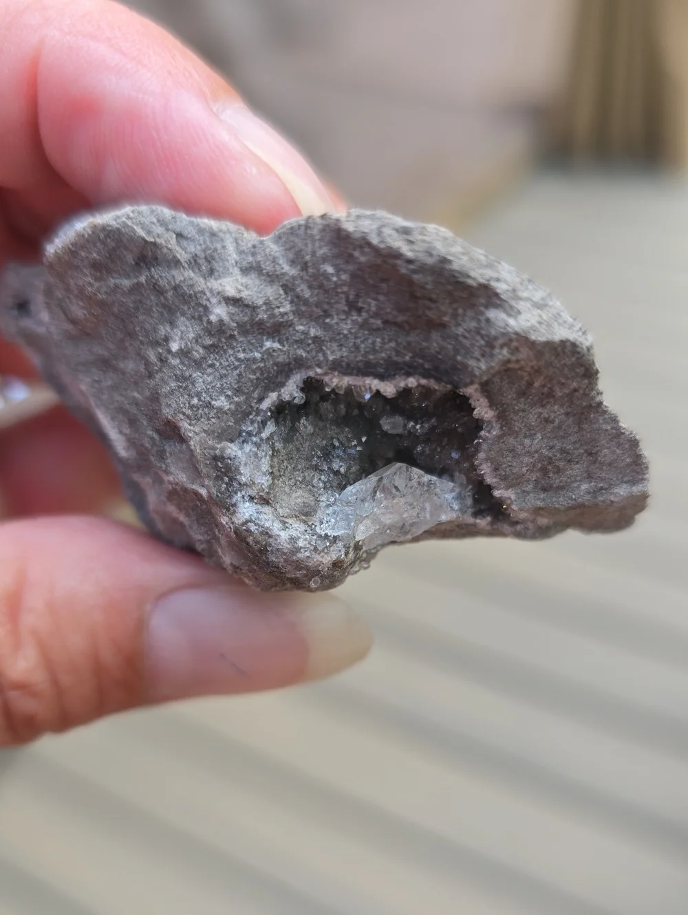#36. Small But Mighty. Geode Rock with Inner Crystals & Herkimer Diamonds